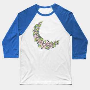 Flower Lunar moon Floral Illustration Baseball T-Shirt